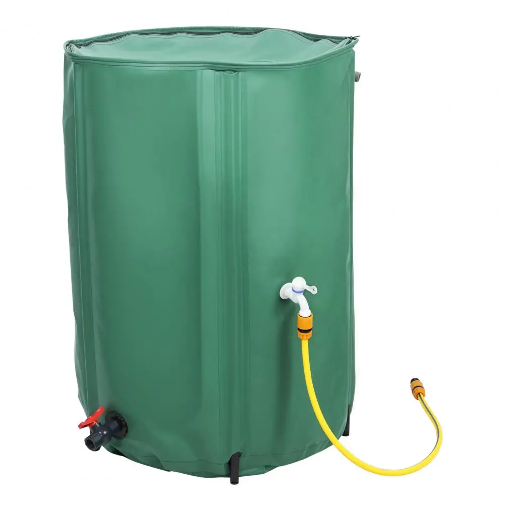 53/100 Gallon Rain Barrel Water Collection System, Collapsible Portable Water Storage Tank, Rainwater Collector with Filter, Fau