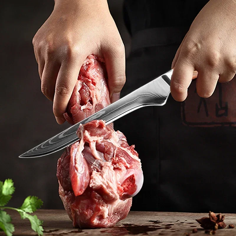 Stainless Steel Boning Knife Barbecue Knife  High Carbon Butcher Knife Japanese  Kitchen Knife Wood Handle Meat Cleaver