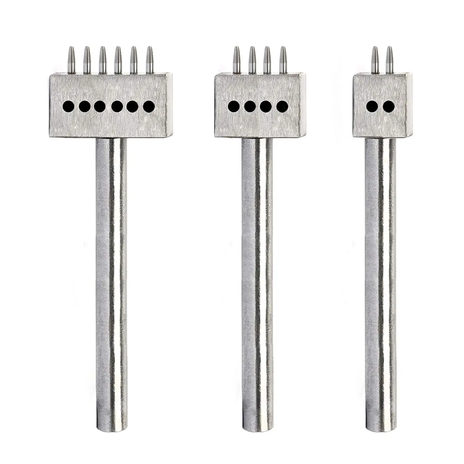 Stainless Steel 4 5 6MM 2/4/6 Prong Row Hole Punch Diamond Lacing Stitching Chisel Set DIY Leather Craft Tool Kits 3pcs/Set