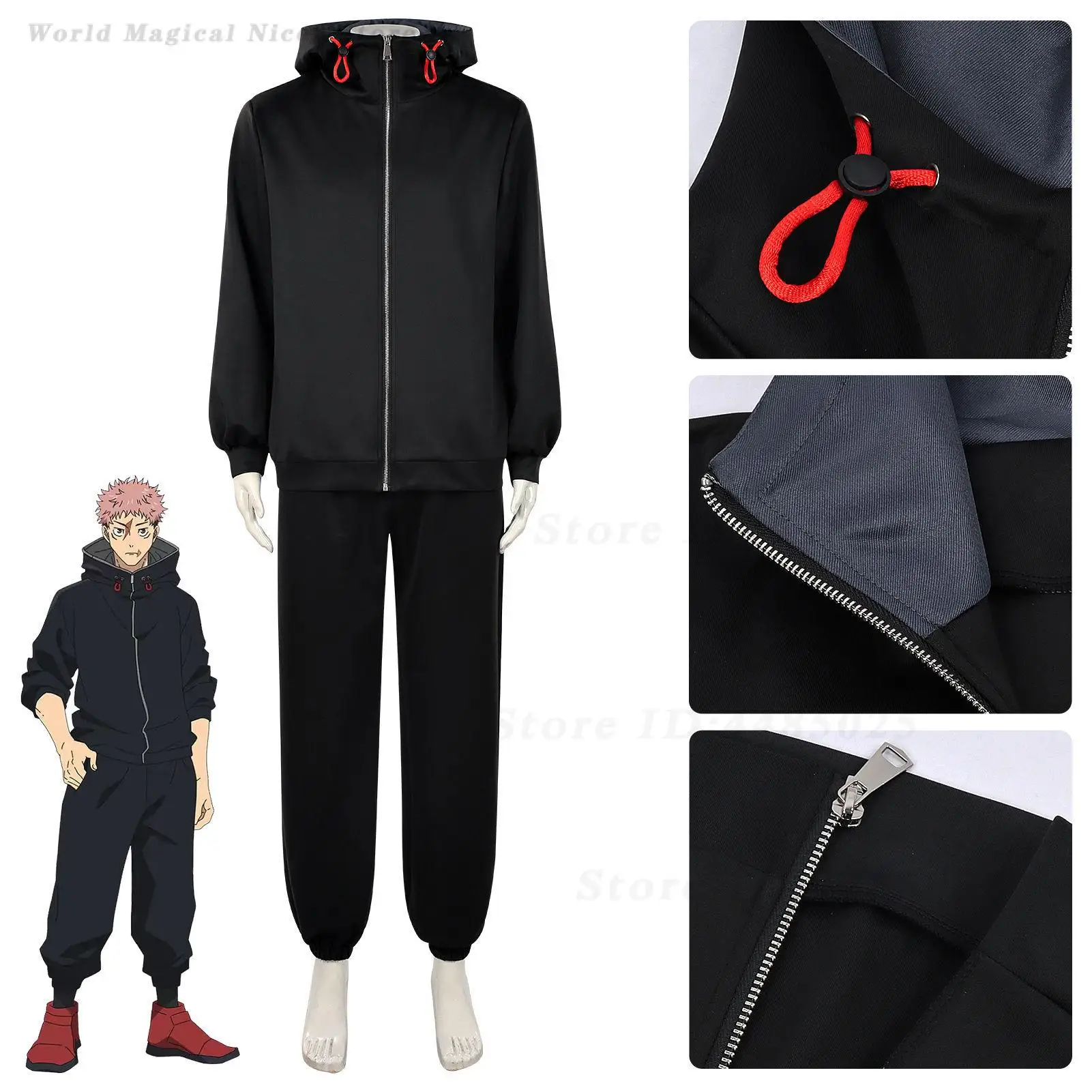 Anime Battle Themed Hoodie Cosplay Full Set, Teenagers Role Play Outfit for Halloween Comic Con Stage Performance