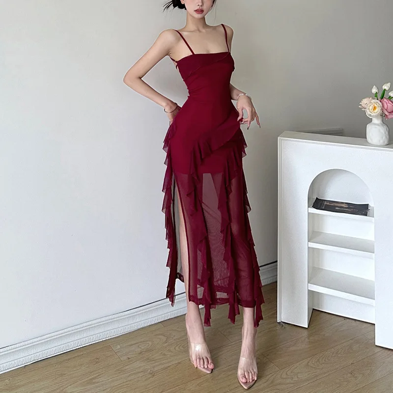 Robe camisole à col une pièce pour femme, coupe couvertes, taille haute, couleur unie, à la mode, nouveau