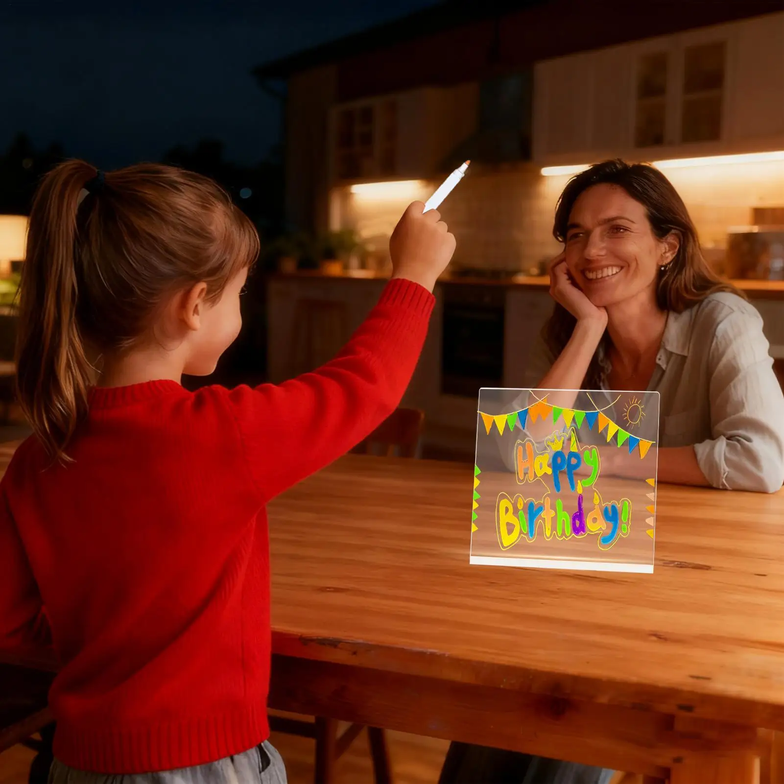 لوحة كتابة Led لوحة كتابة أكريليك شفافة لوحة Led للمسح الجاف مع أقلام 12 لون وحامل قابل للطي للشباب والبنات والأولاد #3