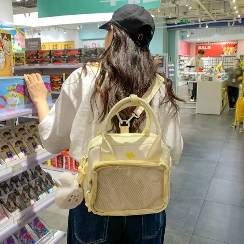 Y2K Transparent Japanese Shoulder Bag JK Itabag Clear Toys Pocket Backpack All-match Storage Bag Students Cartoon School Bag