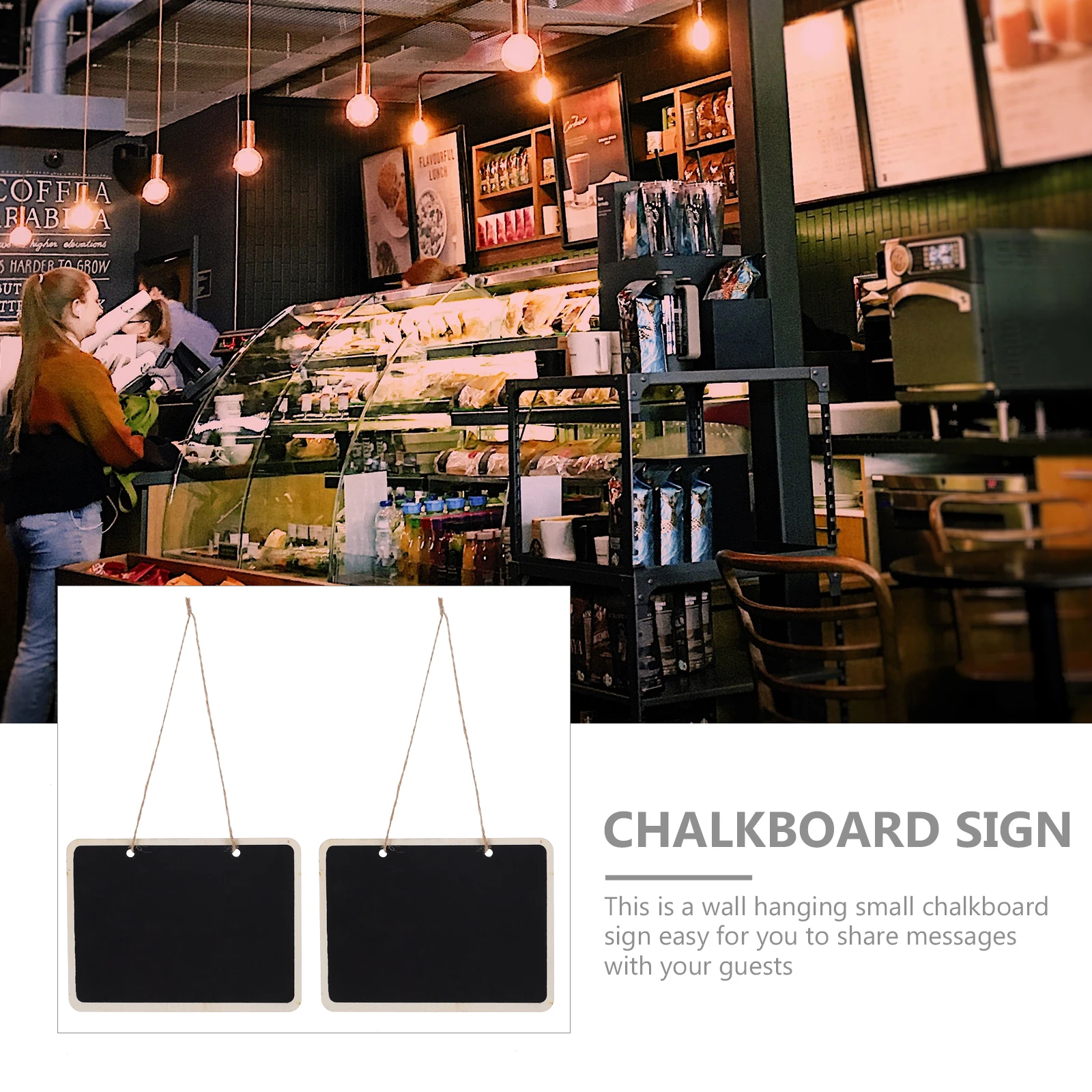 

4 pcs Blackboard Hanging Signs Mini Chalkboards for Wedding Kids Crafts Memo Garden Decoration Multi-purpose Message Plaque with