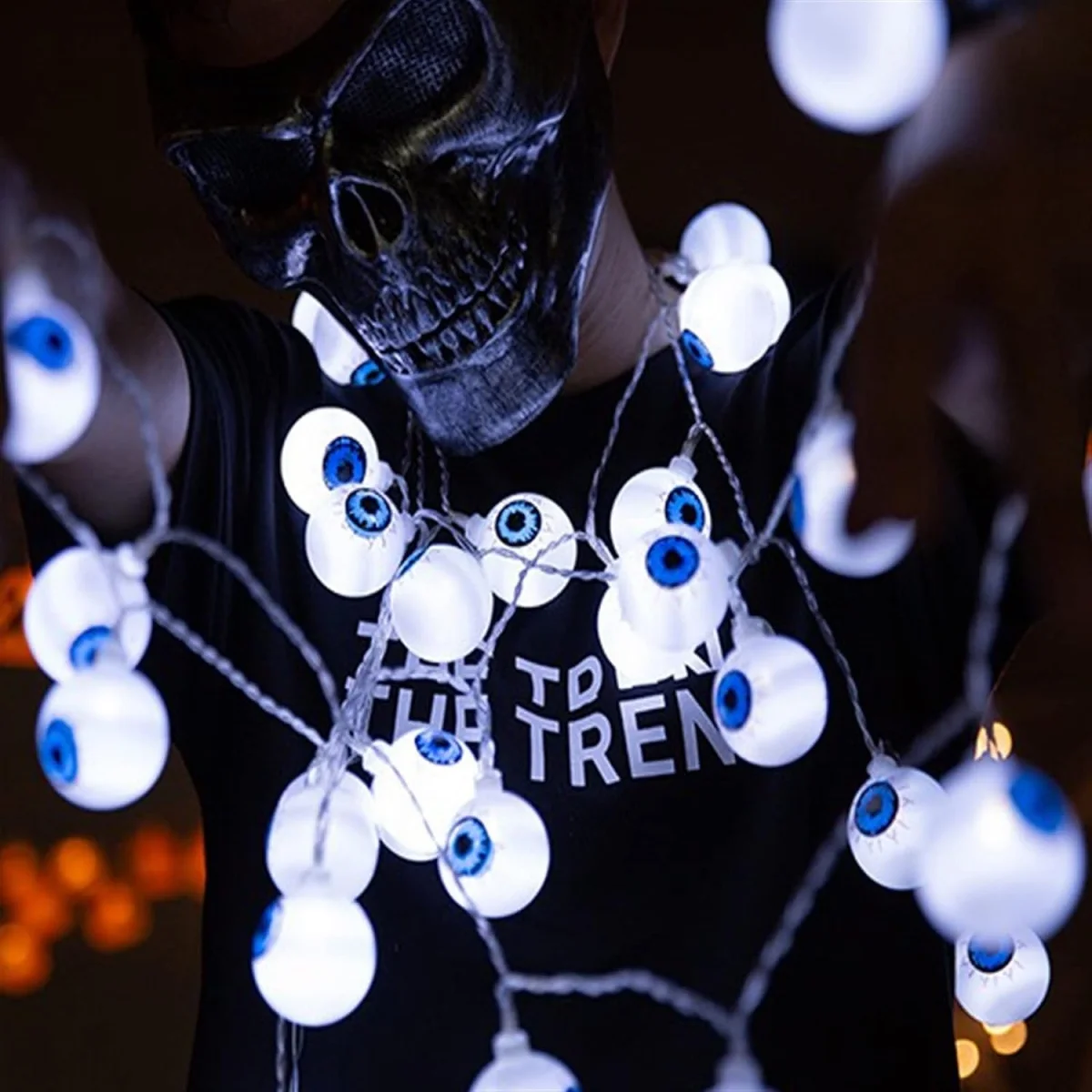 1pc 3M20 LED Thriller Halloween Eyeball  String Light Atmosphere Decorative Lamp Battery Operated Perfect For Home Bedroom Decor