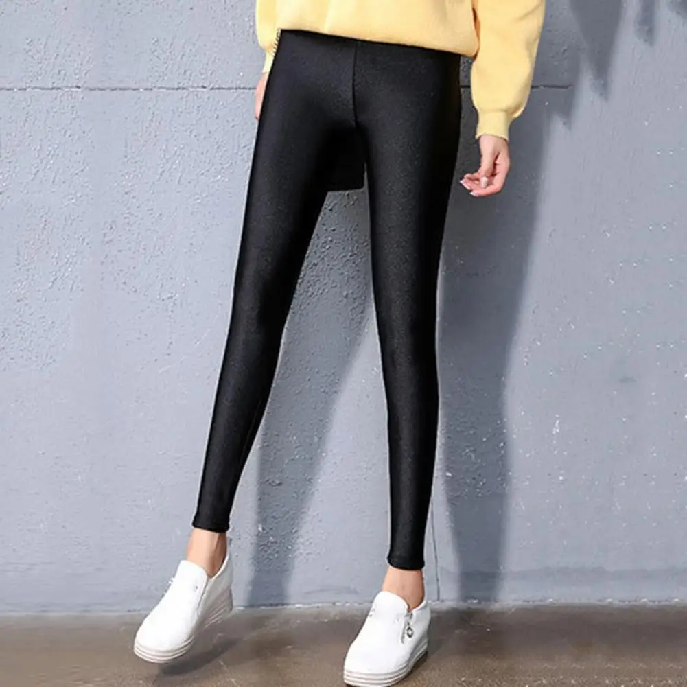 Regular Fit Women Trousers High Waist Winter Pants for Women Thick Plush Elastic Skinny Compression Soft Solid Color for Weather