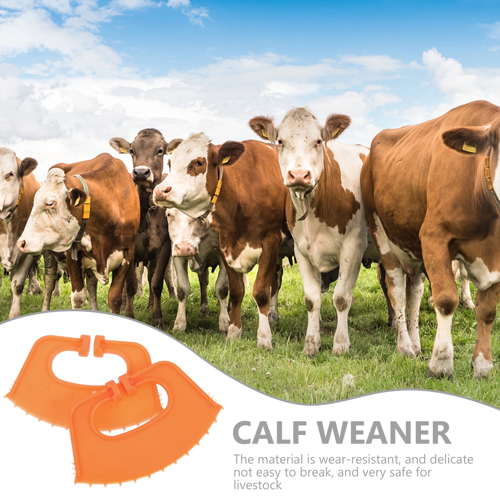 

10 Pcs Plastic Calf Weaner Cow Nose Ring Lightweight Ergonomic Design Weaning Tool Orange Livestock Equipment Farm Animal Safe