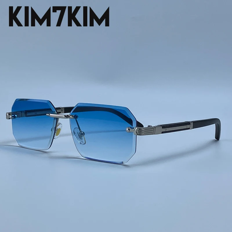 Randlose Rechteckige Sonnenbrille für Herren 2026 Luxus-Design Vintage Geometrische Quadratische Sonnenbrille Männliche Retro Punk Eyewear Fahrbrille
