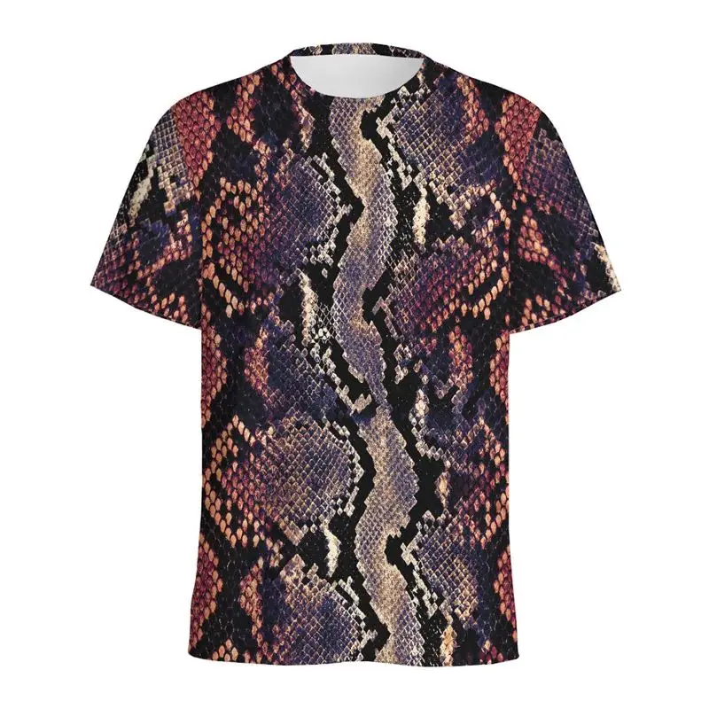 

Summer Men's Fashion Animal Snakeskin Creative 3d Printed Pattern T-Shirt Casual Round Neck Short Sleeve Loose Plus Size Top