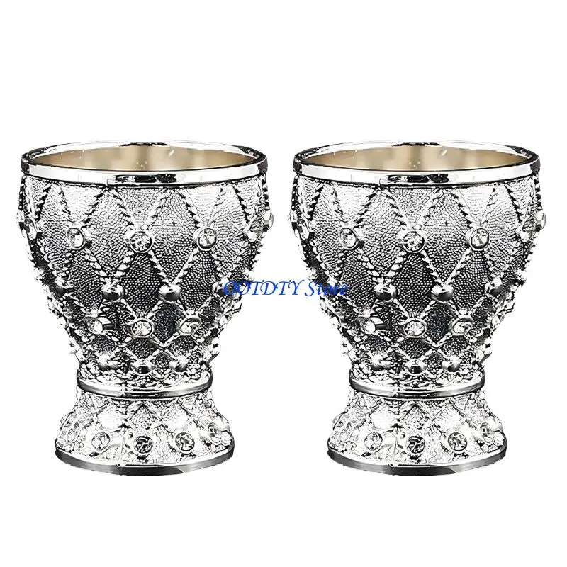 367A Elegant Embossed Drinking Cup Alloy Meshes Crystal Whiskeys Glass with Delicate Rhinestones For Home And Party Use