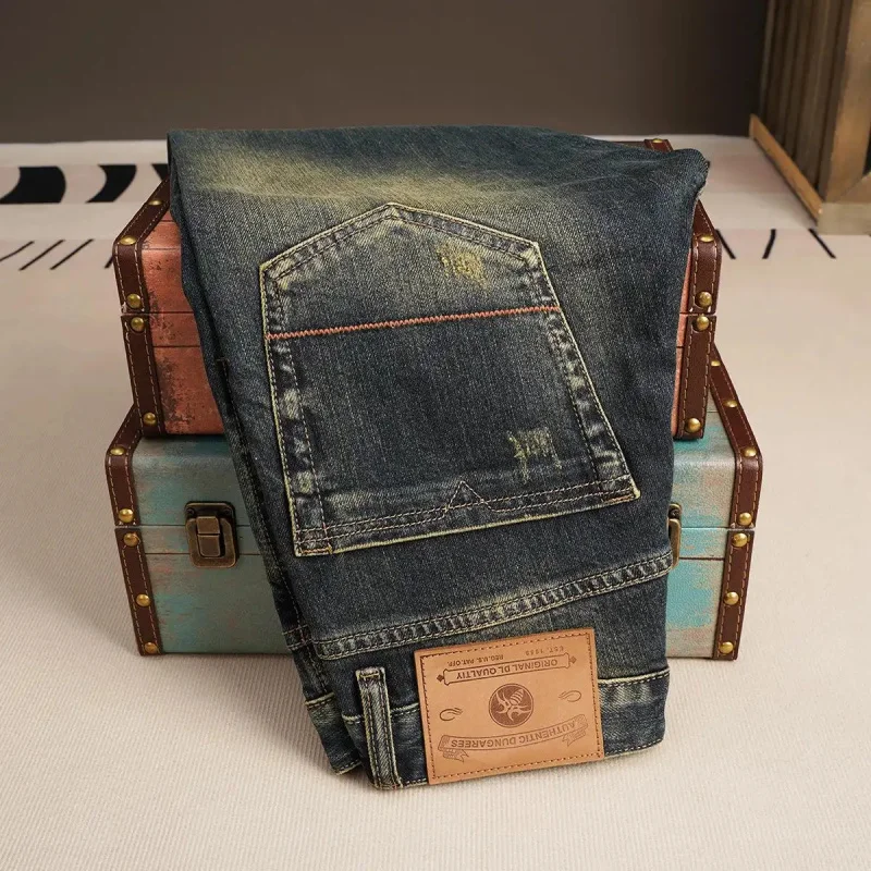 New Vintage Style Jeans for Men Fall 2026, Slim Straight Cut, Stretch, Versatile, Casual Denim Pants