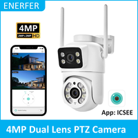 HD Wifi PTZ Camera Outdoor 4MP Dual Lens Dual Screen AI Auto Tracking IP Camera CCTV Audio Video Surveillance P2P iCSee