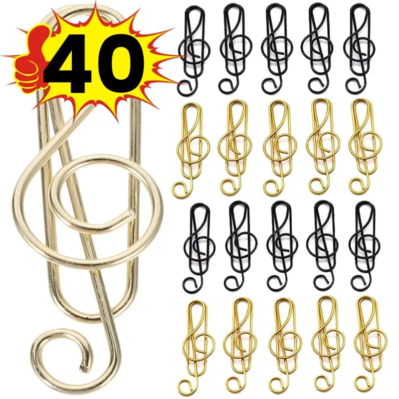 40/20Pcs Creative Music Shaped Creative File Clamp Paper Clip Bookmark Holder Paper Decorative Clips for School Office Supplies