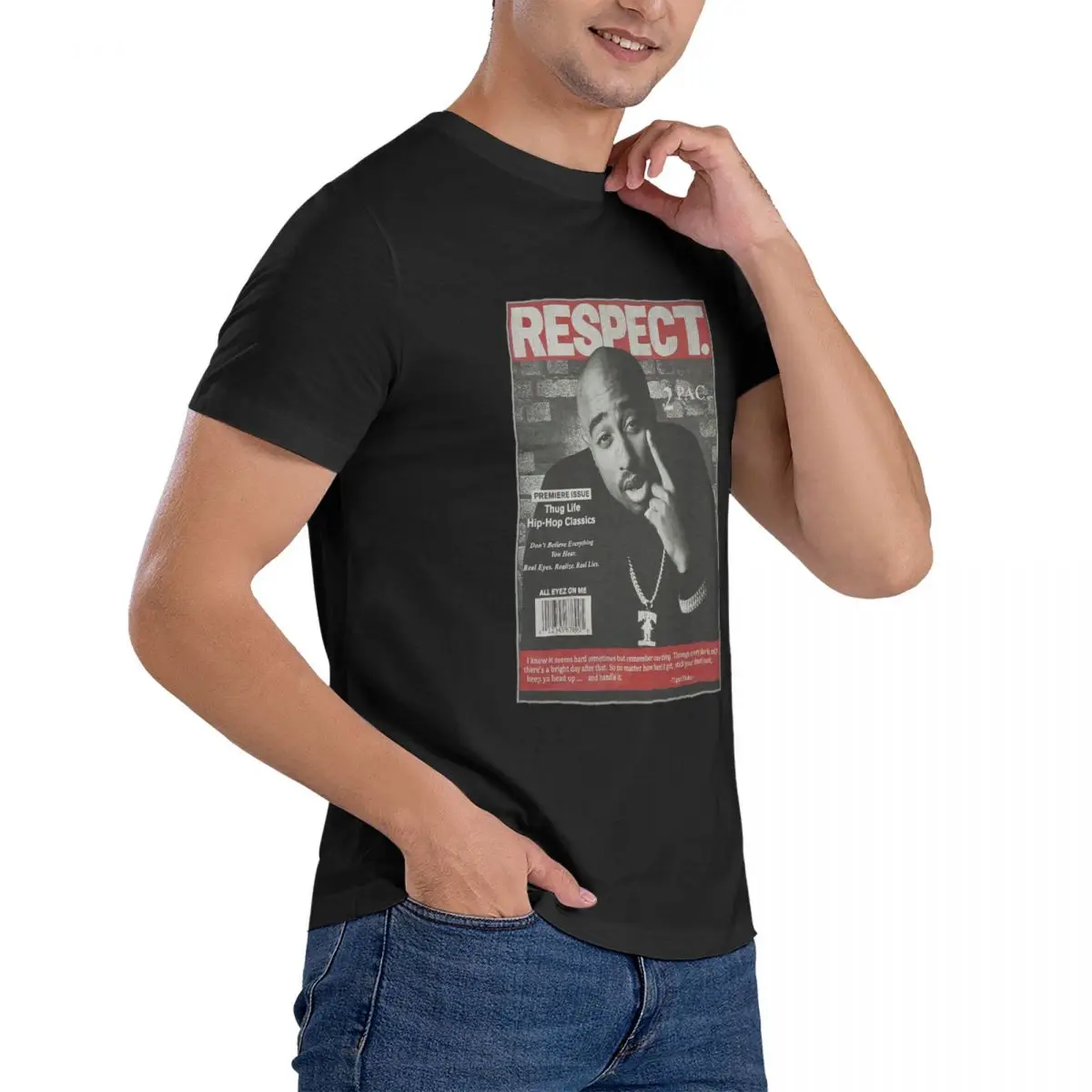 2024 Mode Respect Tupacs Shakur T-Shirt Jaren 90 Vintage T-Shirt