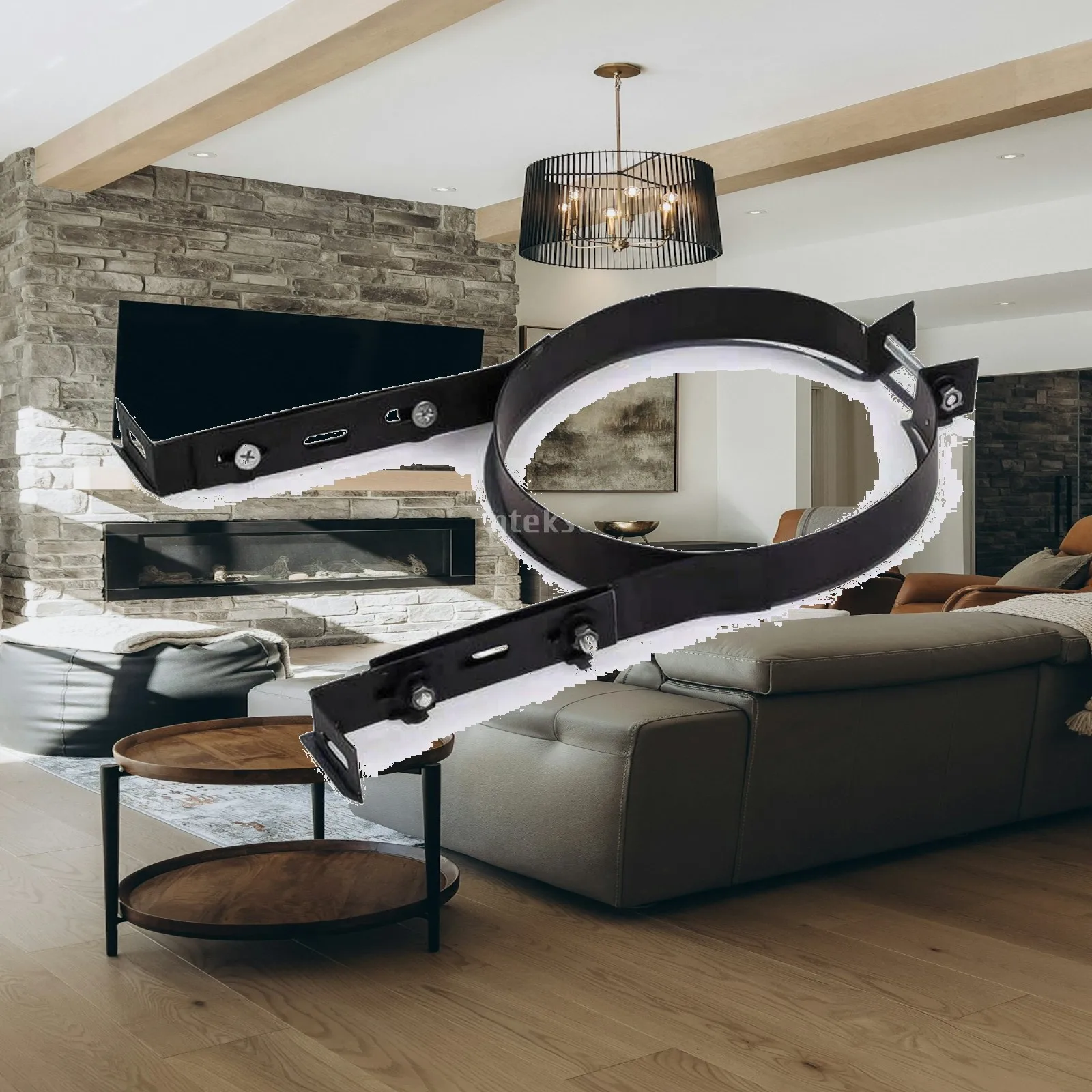 Heating Appliance Flue Fixing Bracket Rigid Chimney Pipe Bracket with Clamp Chimney Pipe Wall Mount Clamp Industrial Hardware