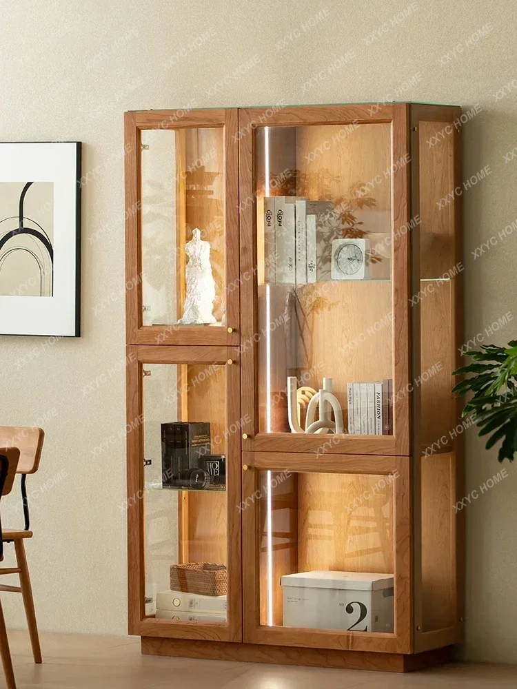 

Q Nordic Комбинированная витрина из массива дерева и стекла Винный шкаф из вишневого дерева Книжный шкаф со стеклянной дверью