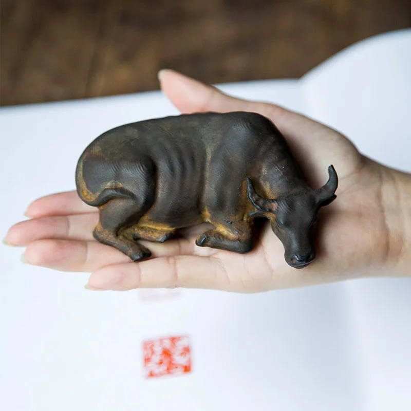 Creative Imitation Cast Iron Rust Buffalo Mini Small Ornaments Handmade Sculpture