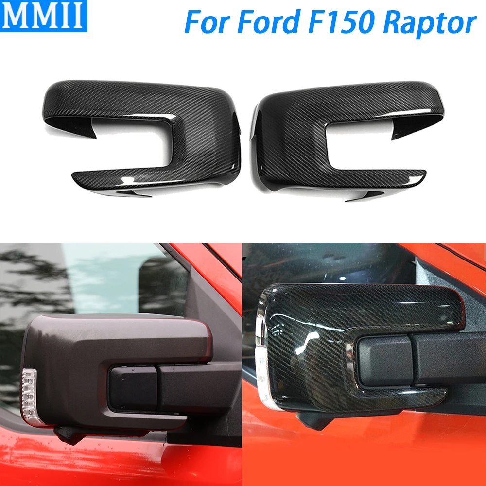 For Ford F150 Raptor 2021-2024 Real Dry Carbon Fiber Rearview Mirror Panel Cover Trim Car Decoration Retrofitting Accessories