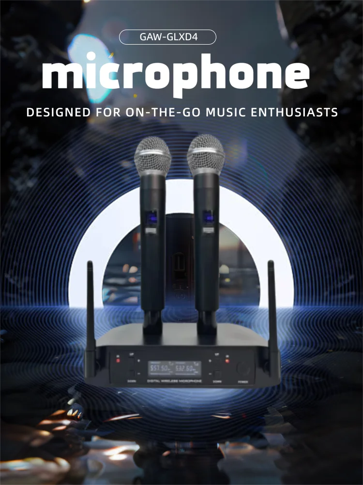 GAW-GLXD4 профессиональный беспроводной микрофон с защитой от вытия 1-на-2 сценический поющий KTV аудио домашняя микрофонная система
