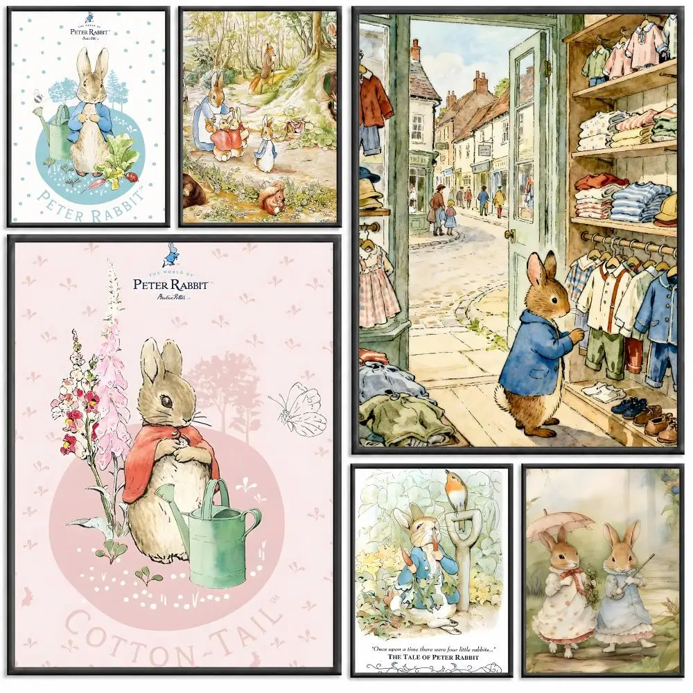 Anime P-Peter Rabbit printing Poster Modern PP Paper Wall Decorative for Cafe Office Bar Home Wall Decor Gift