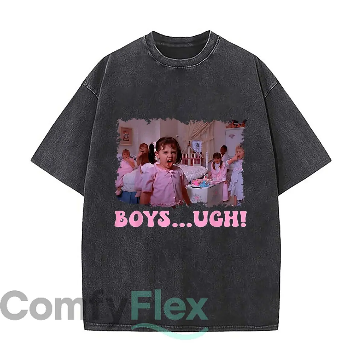 Funny Boys Ugh Graphic Distressed Faded Baggy Streetwear Tops for Park Hangouts