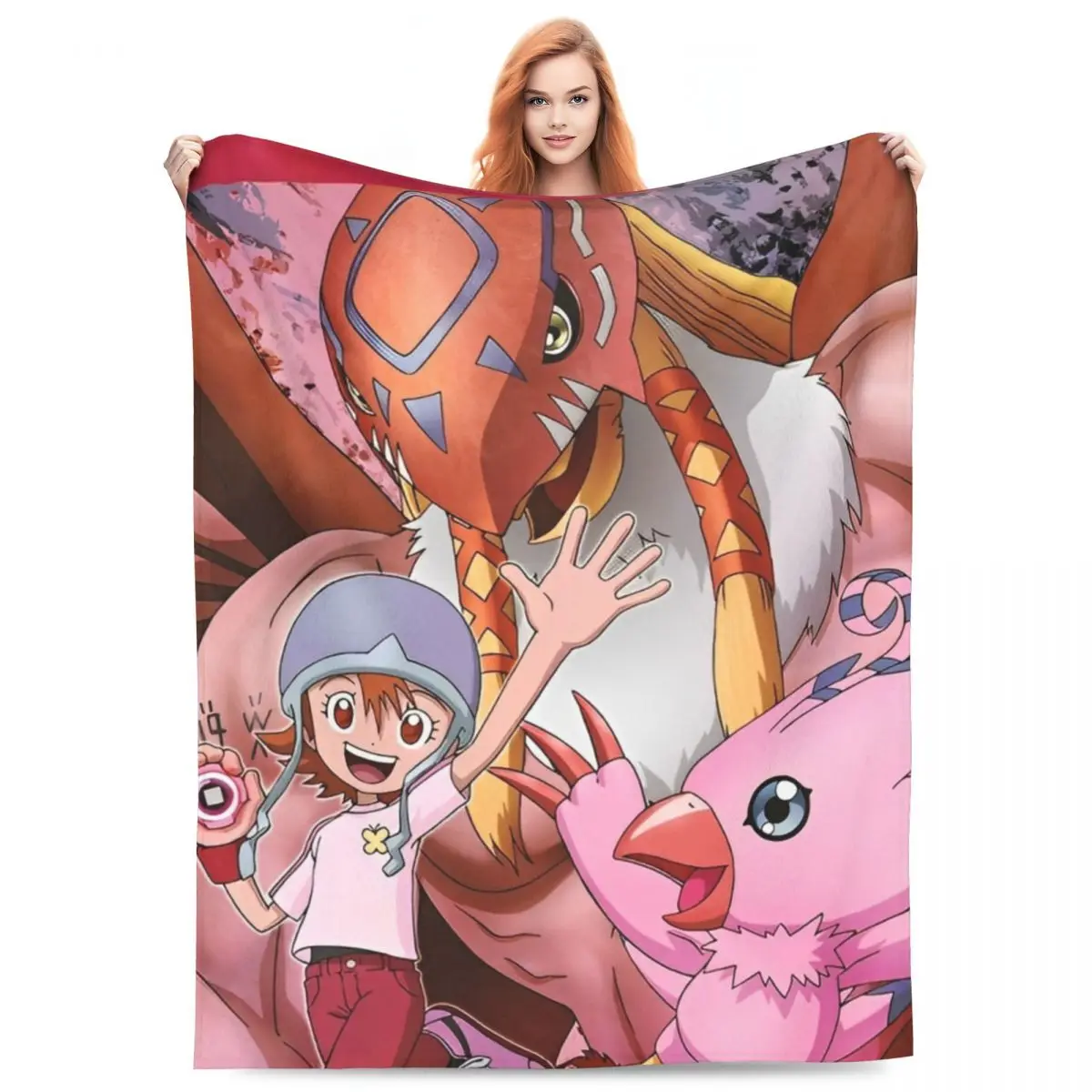 Anime Digimon Adventure Warm Soft Blanket Travel Office Plush Bedding Throws Living Room Flannel Bedspread Sofa Bed Cover