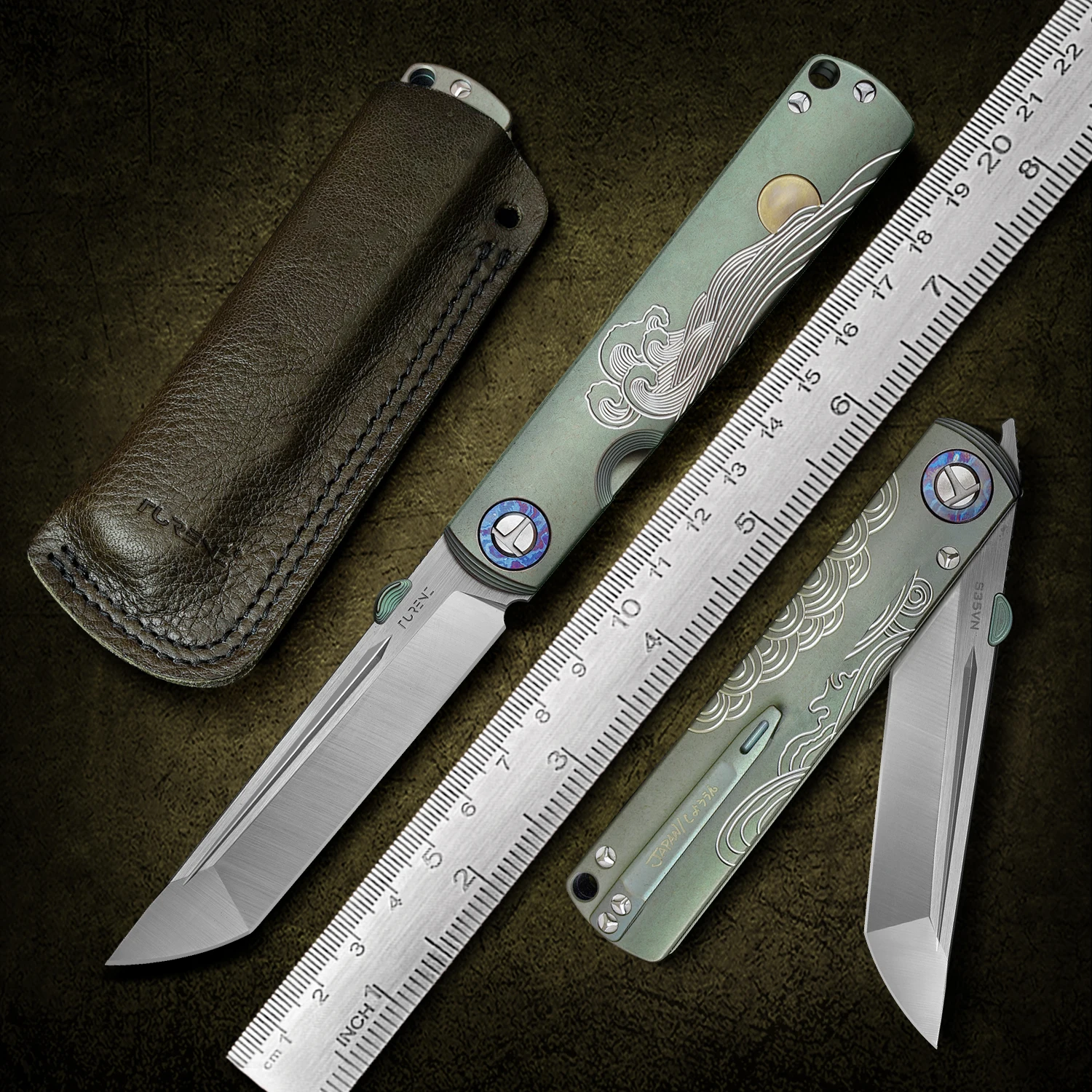 

Handmade high-end new product TC4 titanium alloy handle carving imported CPM-S35VN powder steel folding knife