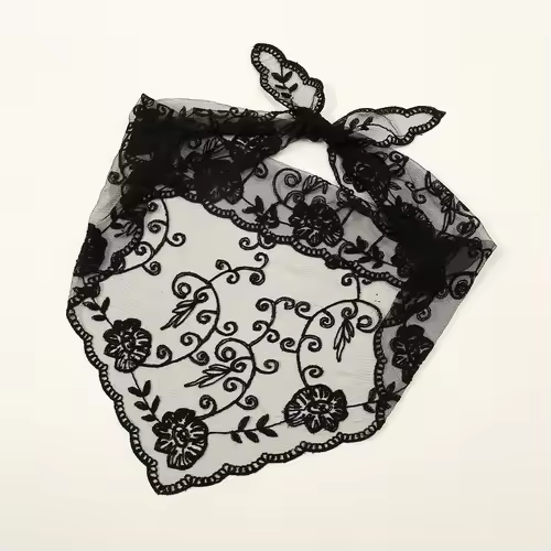 Elegant Lace Scarf Hollow Out Embroidery Foulard Bandana Solid Color Triangular Scarf Thin Vintage HandkerChiefs for Hair Woman - Image 12
