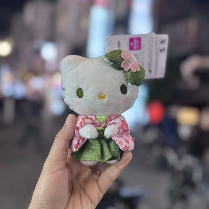 New HelloKitty Plush Toy Matcha Green Keychain Cute Cartoon Kt Cat Glasses Bag Pendant Kawaii Girls Exquisite Accessories Gift