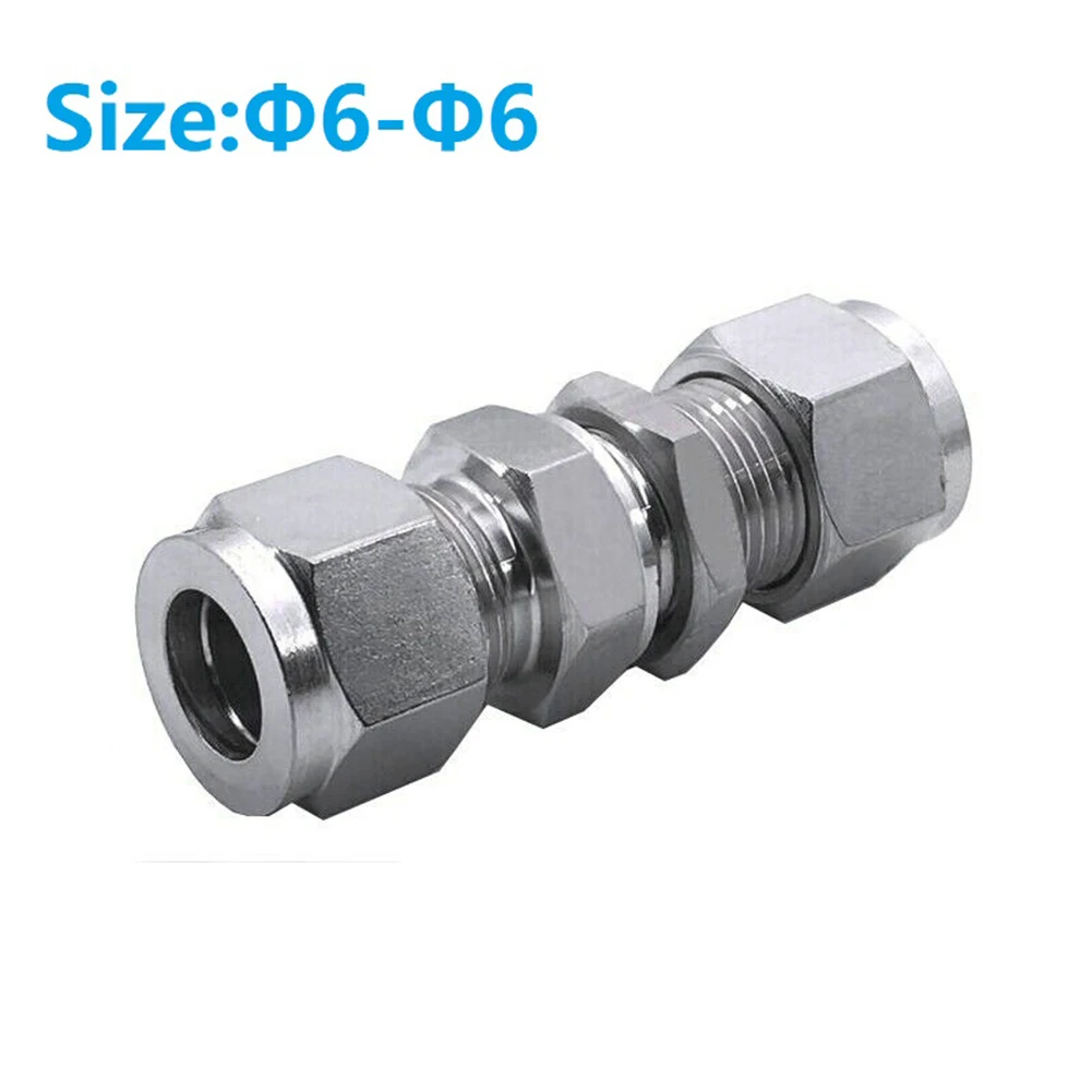 

1pc Tube OD Double Ferrule 6mm Compression Fitting Bulkhead Connector Stainless Steel Plastic Tubing Fittings