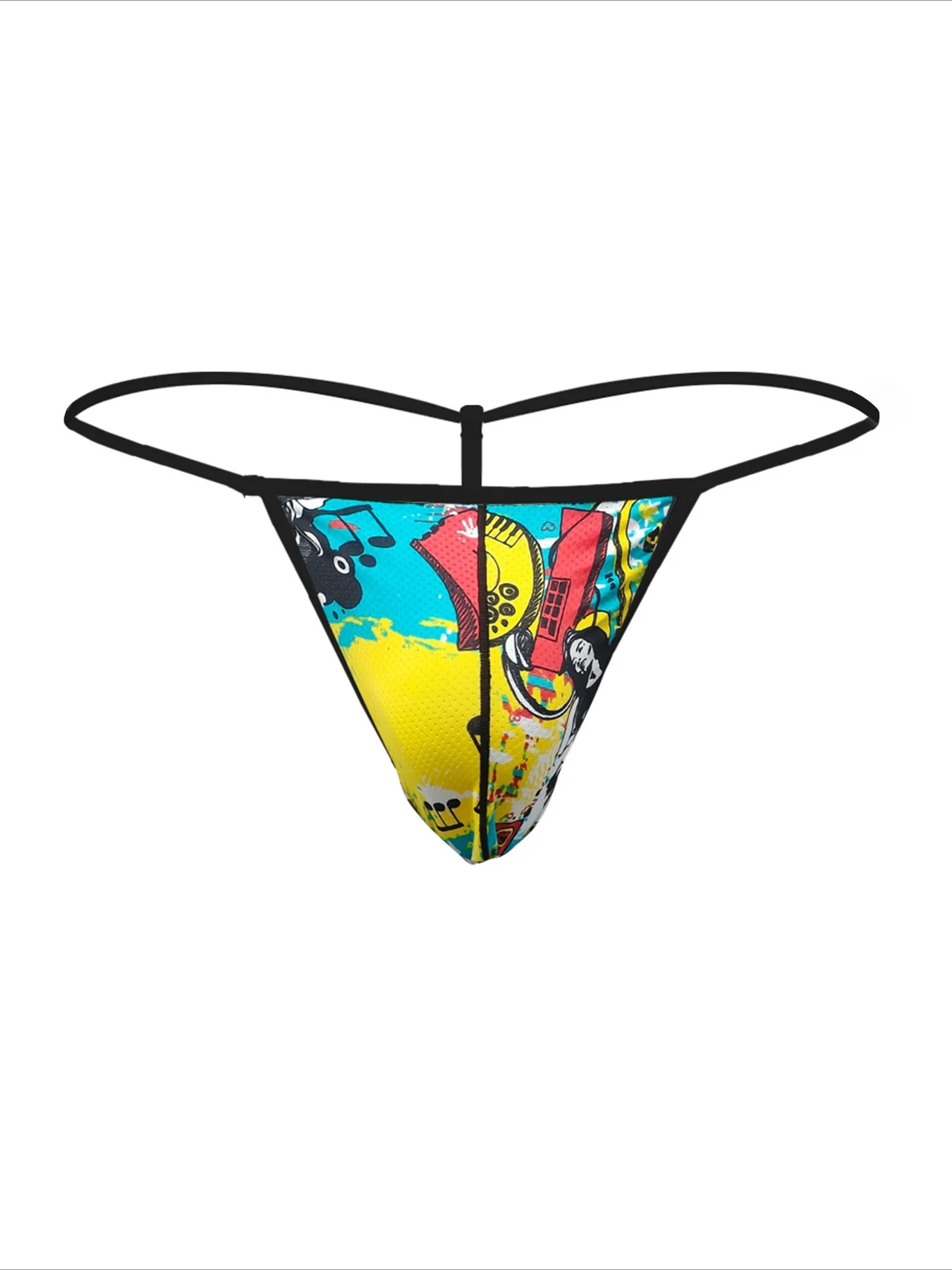 

Men's Tropical Print Mesh Thong Underwear Breathable Low-rise G-string Youth Fashion U Convex Pouch T Back Panties Daily Panties