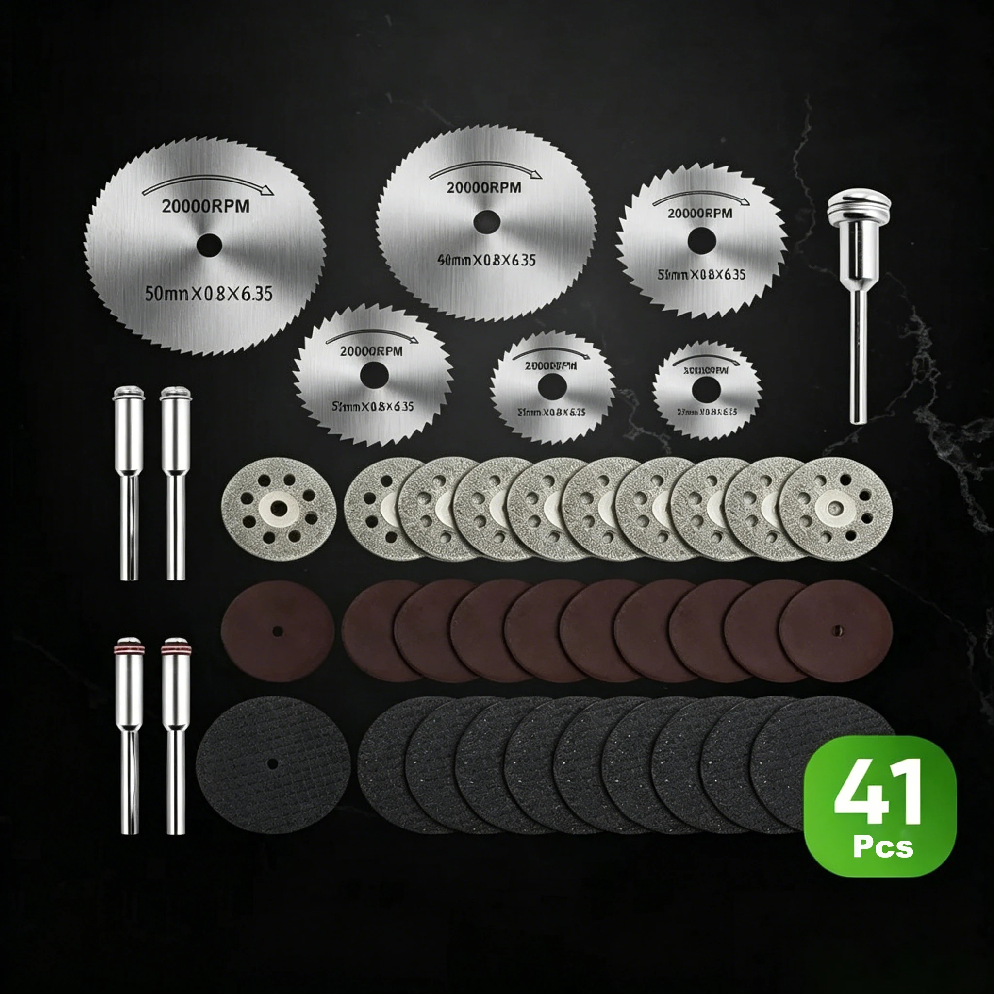 

41PCS Rotary Tool Cutting Disc Set - HSS Saw Blades Diamond Resin Cutoff Wheels with Mandrels for Dremel Wood