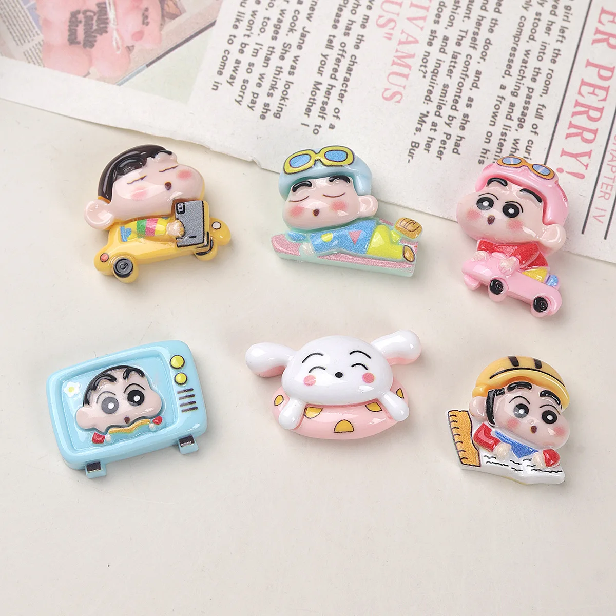 Kawaii Crayon Shin-chan Resin Accessories Decorative doll Anime Cartoon Water Cup Card Decoration DIY Phone Case Glue Gifts view 3