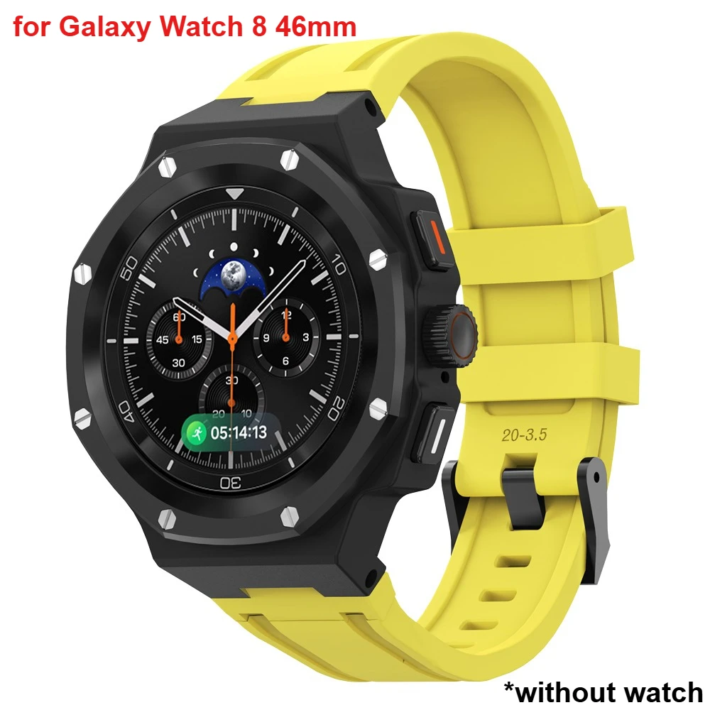 Luxe Mod Kit Voor Samsung Galaxy Horloge 8/8 Classic 40/44/46mm Legering Metalen behuizing Siliconen Band Volledige Cover Bescherming Band Set