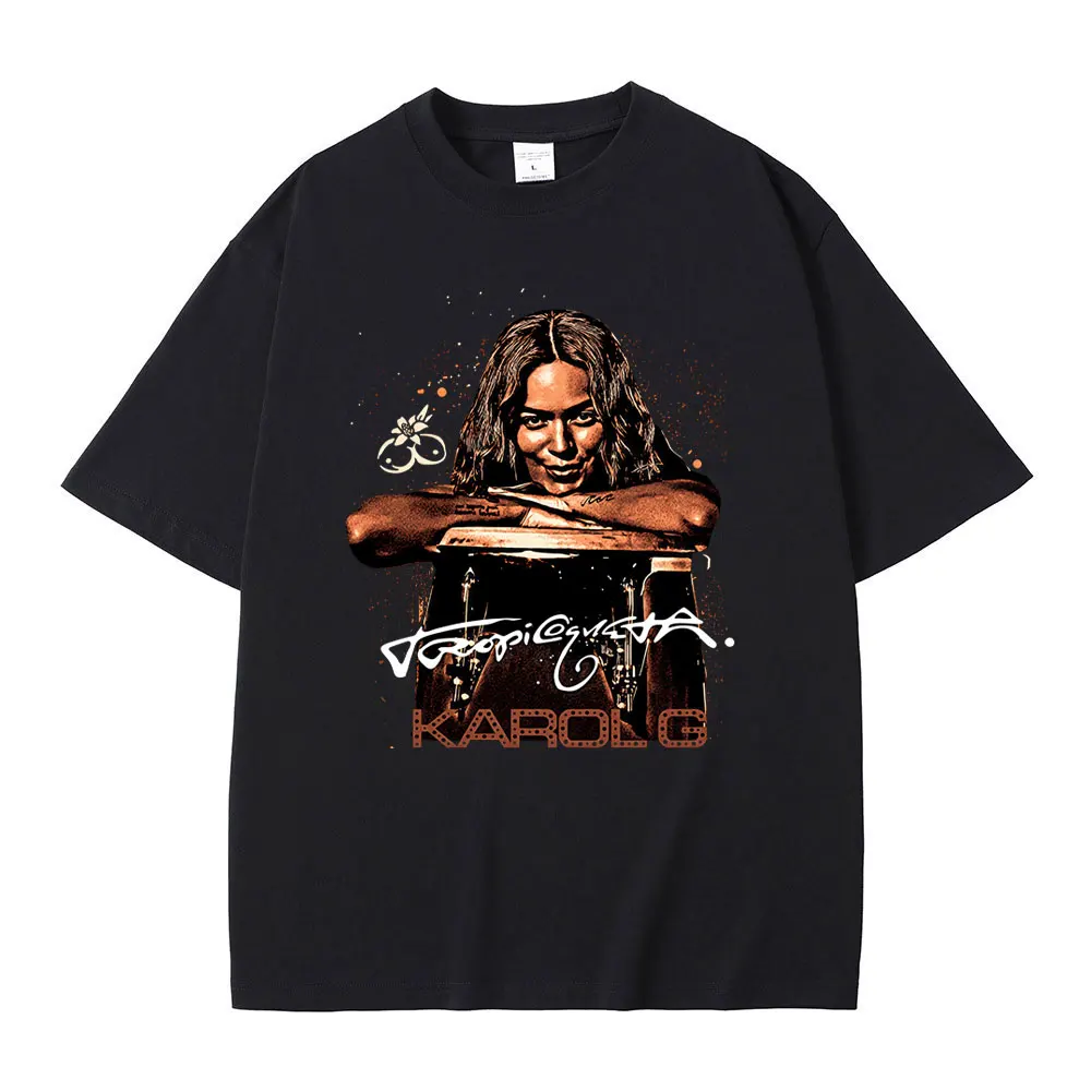 

Karol G Tropicoqueta 2025 Album Merch T-shirt Men Women Clothing Fashion High Quality Cotton Tshirt Summer Male Vintage T Shirts