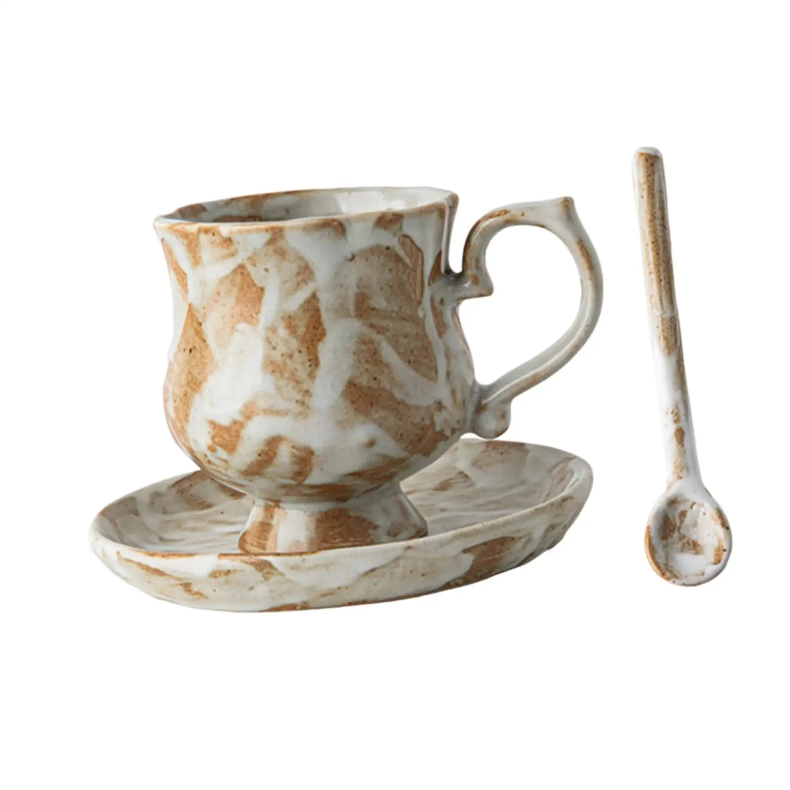 Tea Cup and Saucer Set Latte Mug with Floral Design Creative Elegant Porcelain