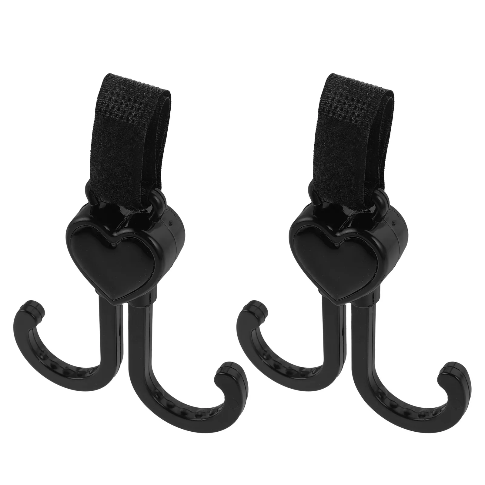 

2Pcs Baby Stroller Hooks Double Carabiner Clips Universal Pram Bike Wheelchair Walker Hanging Bag Organizer Black