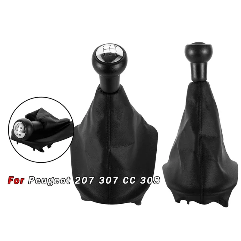 

5-Speed Manual Gear Shift Knob & Dust Boot for Peugeot 207/307/308 - Car Transmission Lever Cover, Durable Auto Accessories