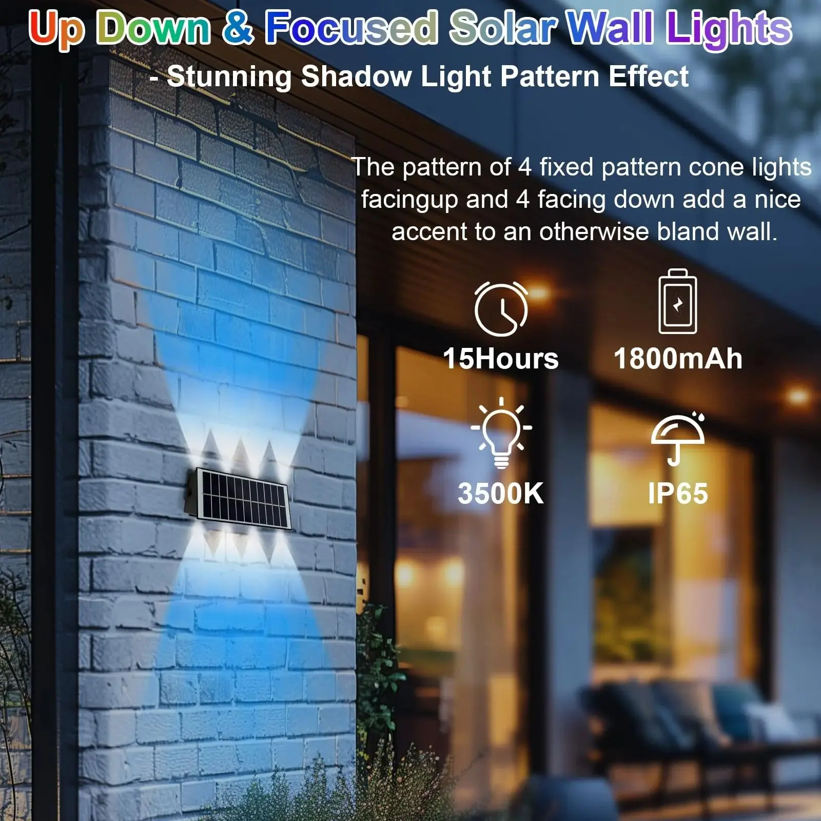 8/10/12LED Lights Solar Wall Washer Up and Down Lighting Hight Brightness RGB Gradient Color Wall Lamp Landscape Garden Decor