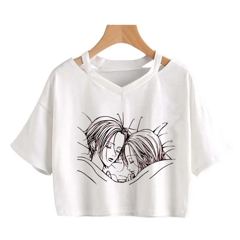 Anime Nana Osaki Gothic Cropped Tee Shirt 90s Black Stones Graphic Crop Tops Funny Manga T-shirt Women Fashion Casual Y2k Tshirt