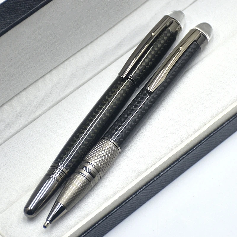 Luxury MB Black Carbon Fibre Crystal Star Rollerball Pen Ballpoint Pen Office School Stationery Writing Smooth Ink Fountain Pens