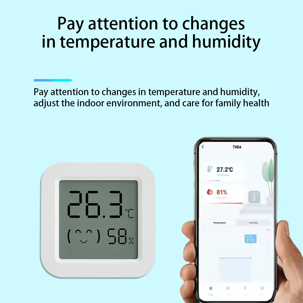 Sensor de temperatura y humedad Tuya, Mini pantalla LCD Compatible con aplicación Bluetooth, Control remoto, termómetro, higrómetro