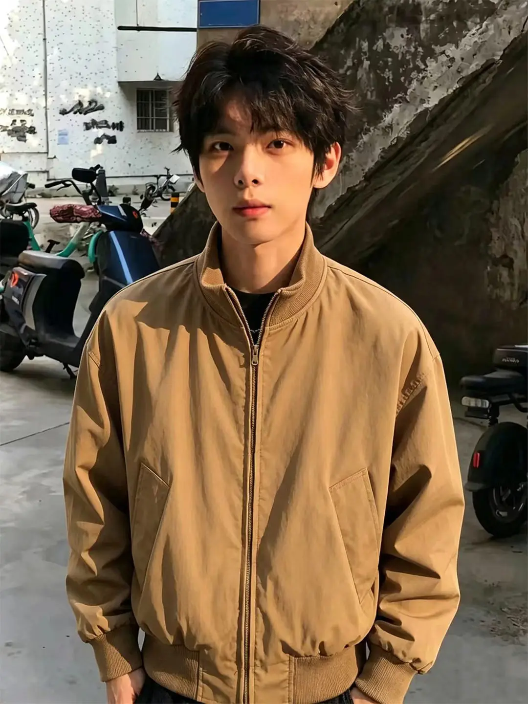 American Style Stand Collar Flight Jacket Men's Short Baseball Style Outerwear Autumn Season Three-Proof Retro Fashion