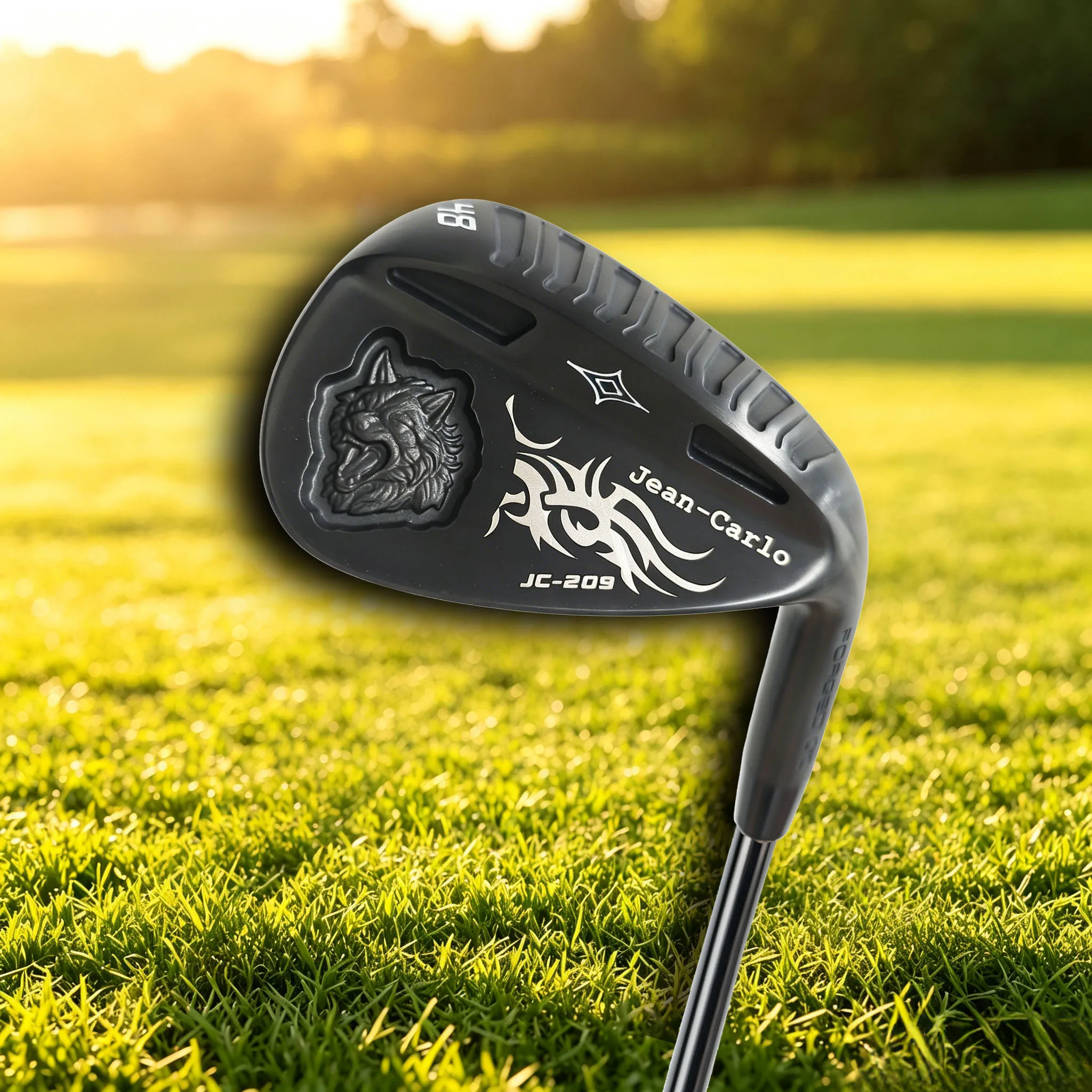 1pc Jean-Carlo JC-209 Forged Golf Wedge for Men Right Hand, 431 Stainless Steel CNC Milled Groove, 3D Wolf Head Embossed Design, High Spin Sand Lob Gap Wedge, Multiple Loft 48°-60°, Steel Shaft Golf Club