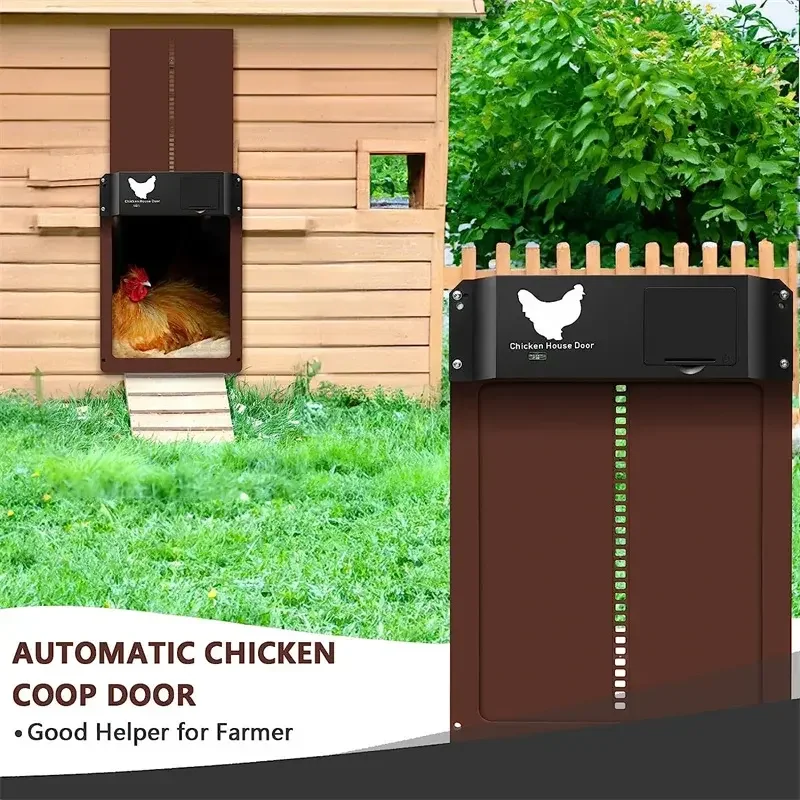 Automatic Chicken Coop Door Opener Battery Powered Light Sense Control Waterproof For Household Automatic Opener Pet Accessories