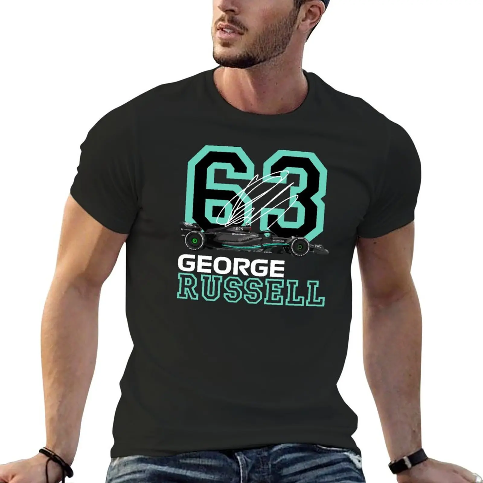 

George Russell #63 T-shirt heavyweights customizeds mens plain t shirts