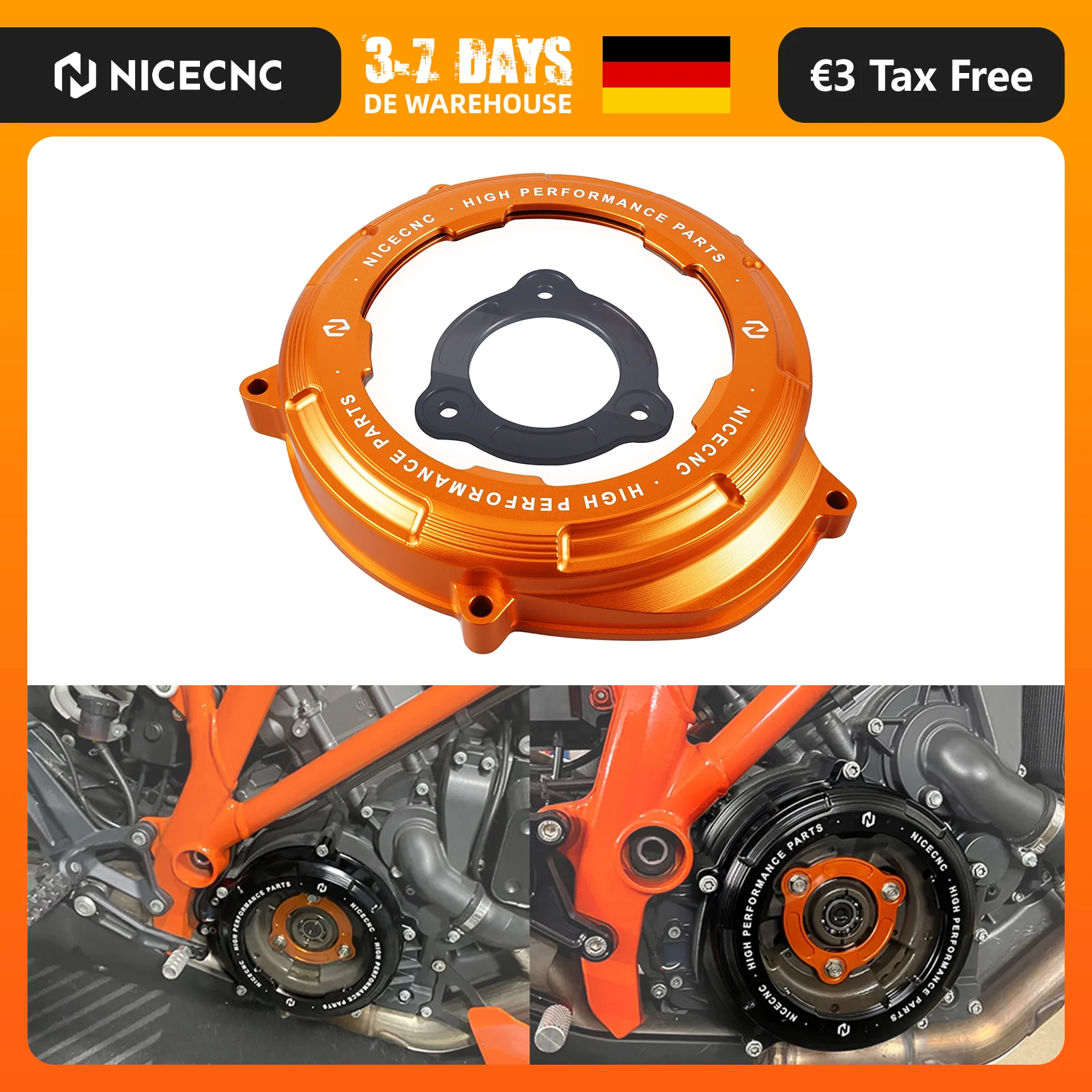 (EU-Lager) Für KTM 1050 1090 1190 Adventure R 1290 Super Duke R/GT/EVO Super Adventure R/S/T 2017-2024 Transparente Motor-Kupplungsabdeckung