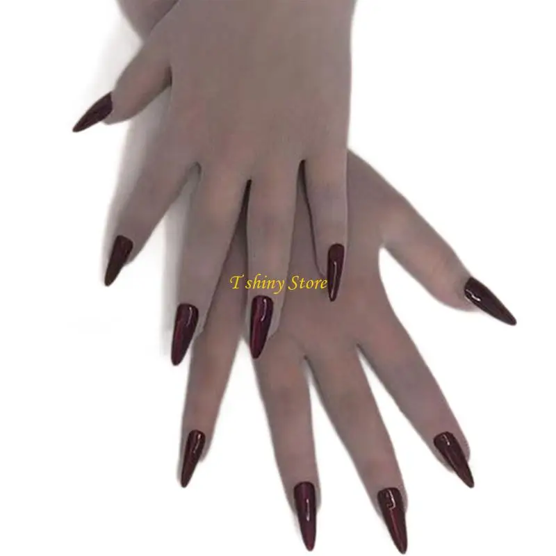 N58F Devil Frightening Long Nails Gloves Funny Cosplay Party Long Nails Witch Fingernails Gloves Dress Up