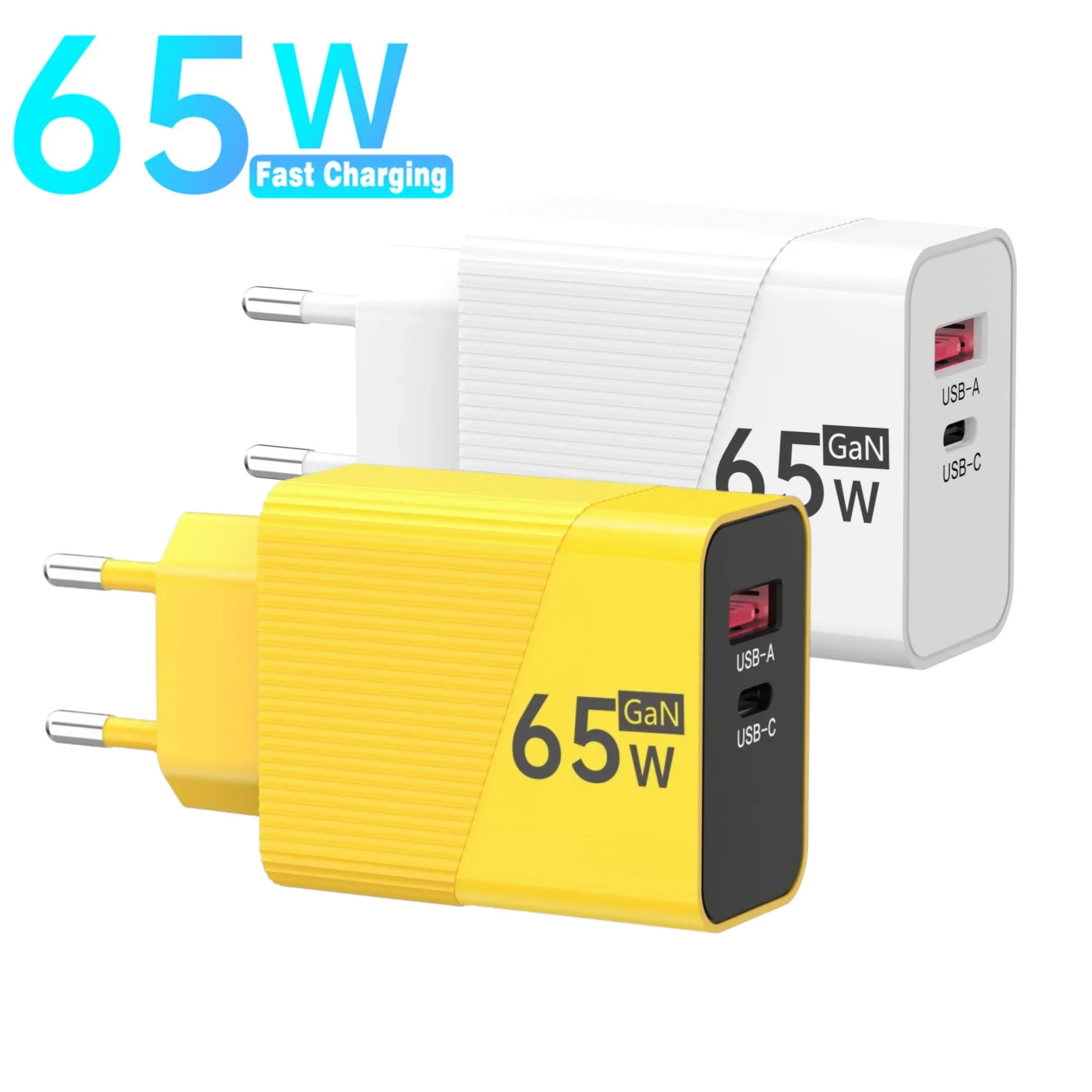 65W GaN Type C Fast Charger USB PD QC3.0 Quick Charging Charger Cellphone Adapter EU/US/UK Plug for iPhone Xiaomi Samsung Huawei