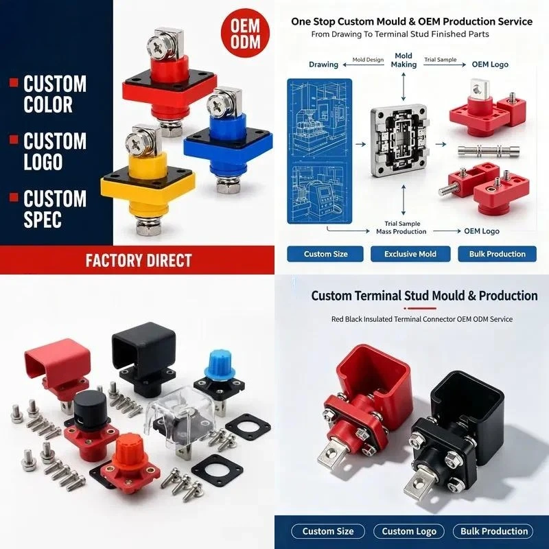 Double stud M8 energy storage battery terminal bolt 300A bus ESS connector power supply terminal RV OEM ODM